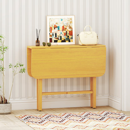 Extendable Dining Table Drop Leaf Kitchen Table for Small Spaces with X-shaped Frame-Natural