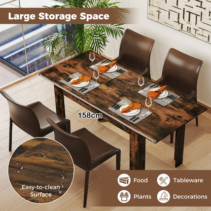 Extendable Dining Table with Adjustable Tabletop-Brown