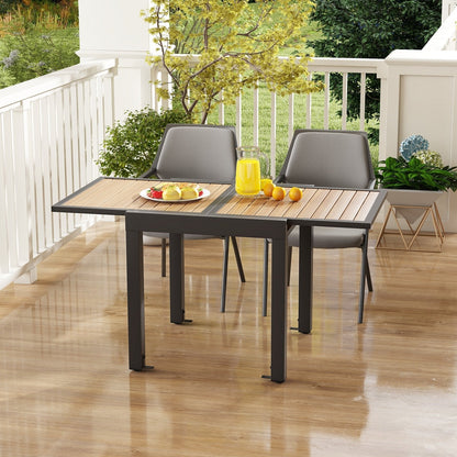 Extendable Wood-like Patio Dining Table with Stable Legs-Grey