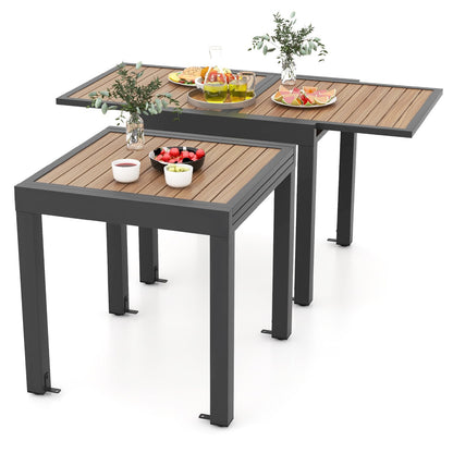 Extendable Wood-like Patio Dining Table with Stable Legs-Grey