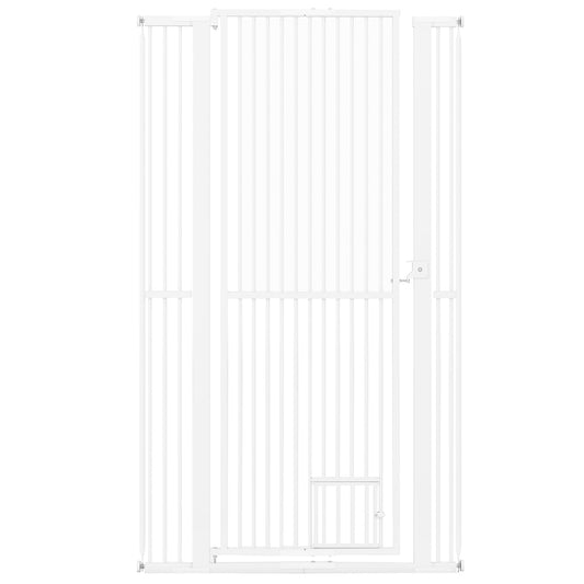 171 cm Extra Tall Pet Gate Heavy-Duty Metal Cat Gate with Wide Opening-White