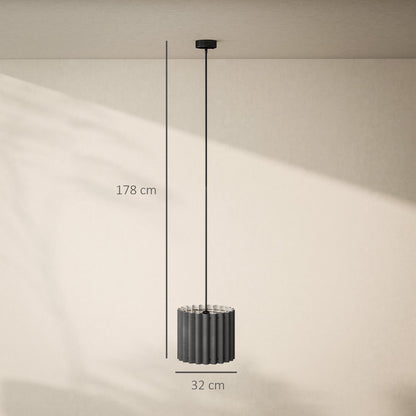 Lampa wisząca HOMCOM Linen, nowoczesny abażur sufitowy w kształcie fali, abażur E27 do salonu, sypialni, kuchni, przedpokoju, czarny