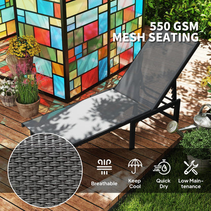 Outsunny Reclining Sun Lounger - Grey