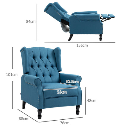 HOMCOM 150 Reclining Vintage Armchair, with footrest - Blue