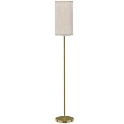 HOMCOM Floor Lamp, Modern Standing Lamp with Linen Shade and Foot Switch, Tall Lamps for Bedroom, Bulb not Included, Gold Tone