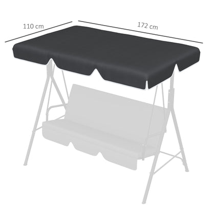 Outsunny 2/3 Seater Garden Swing Canopy Replacement Cover, UV50+ Sun Shade (Canopy Only), Black