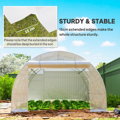 Outsunny 4 x 3 x 2m Polytunnel Greenhouse Replacement Cover ONLY Winter Garden Plant PE Cover for Tunnel Walk-in Greenhouse with Roll-up Windows Door Outdoor, White