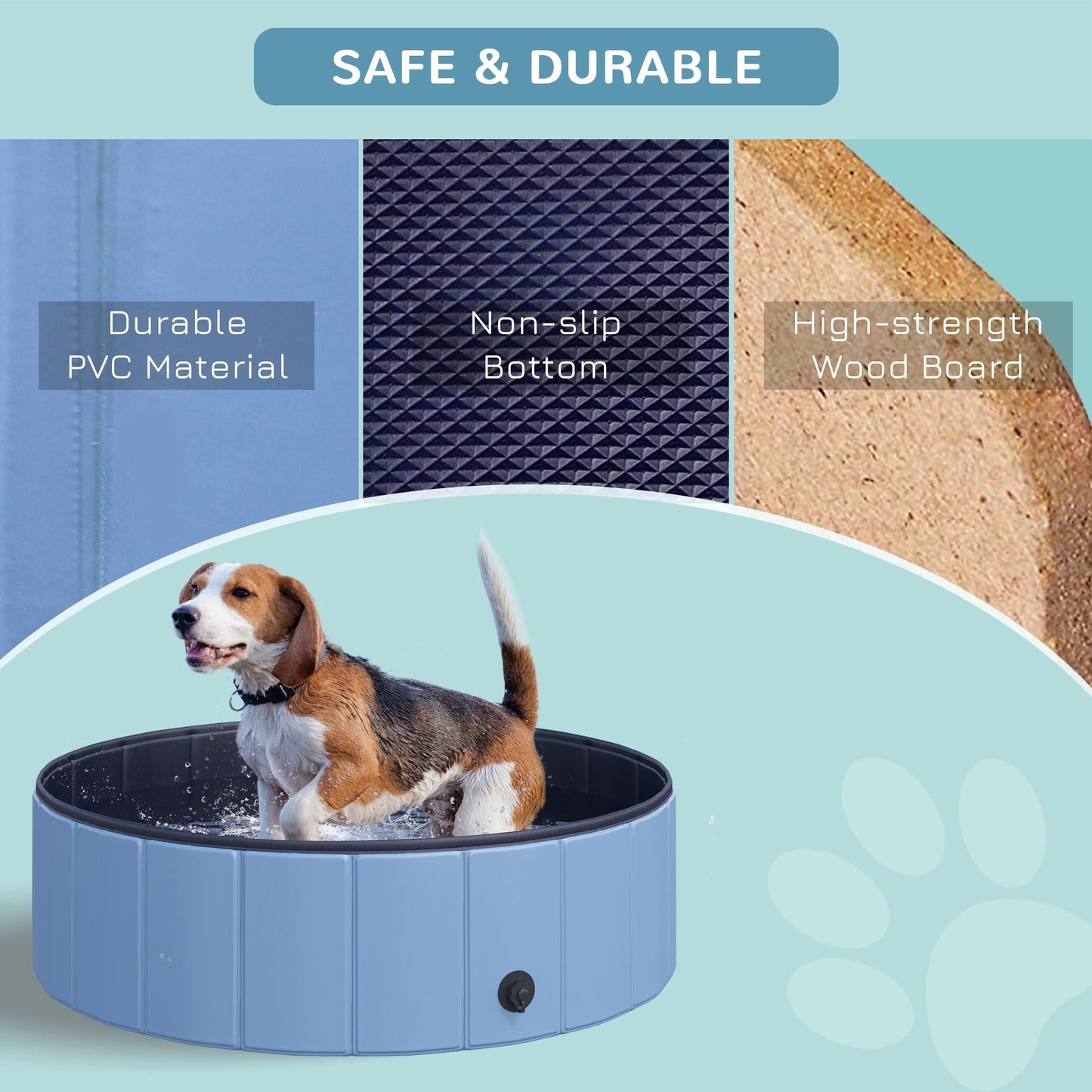 Pawhut Φ100x30H cm Pet Swimming Pool-Blue