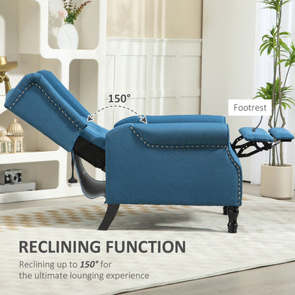 HOMCOM 150 Reclining Vintage Armchair, with footrest - Blue