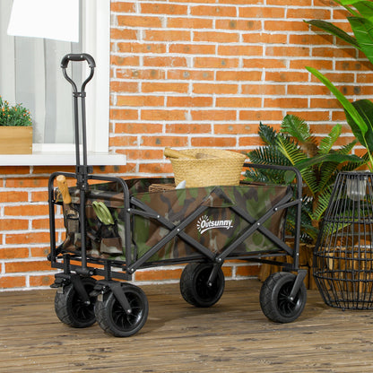 Outsunny 95L Folding Steel Frame Garden Trolley, with Handle - Multicolour