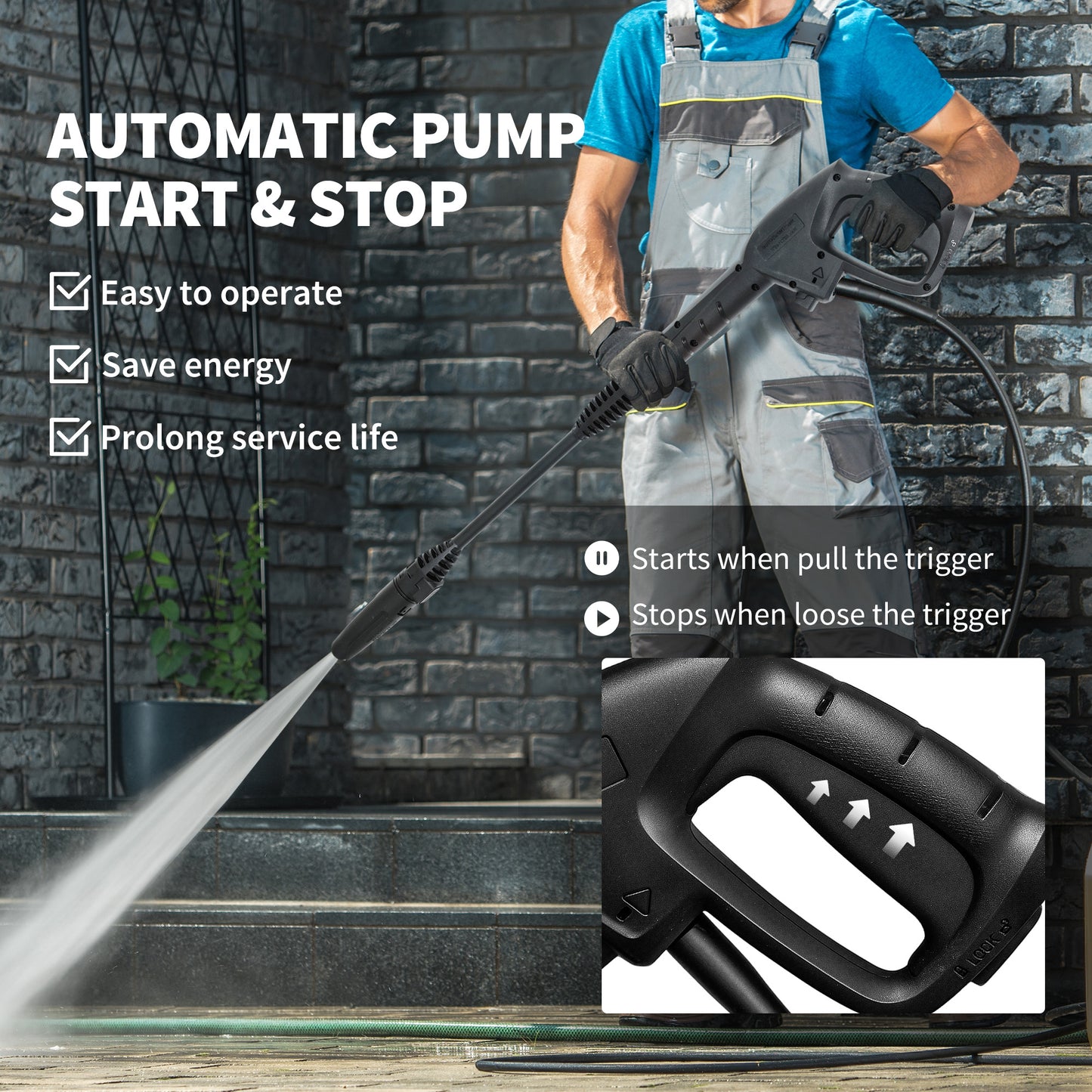Outsunny 1800W High√Ç Pressure√Ç Washer, 150 Bar Pressure, 420 L/h Flow, Portable Power Washer Jet Wash Cleaner with Adjustable Nozzle, 6M Hose, Steel Handle for Home Patio Car Driveway, Yellow