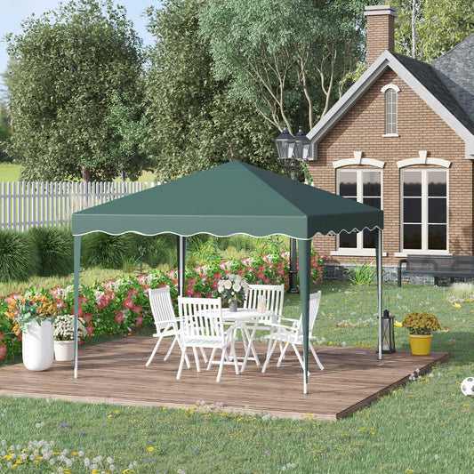 Outsunny 3x3(m) Pop Up Gazebo Canopy, Foldable Tent with Carry Bag, Adjustable Height, Wave Edge, Garden Outdoor Party Tent, Green