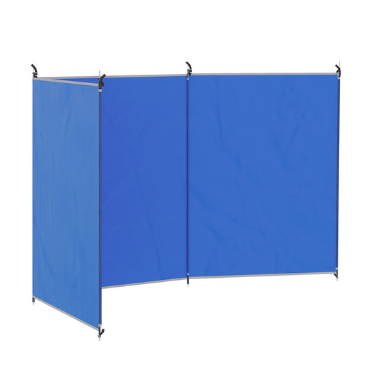 Outsunny Camping Windbreak, składana przenośna osłona przeciwwiatrowa z torbą transportową i stalowymi słupkami, osłona przeciwsłoneczna na plażę, ściana prywatności, 450 cm x 150 cm