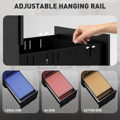 Vinsetto Three-Drawer Steel Filing Cabinet - Black