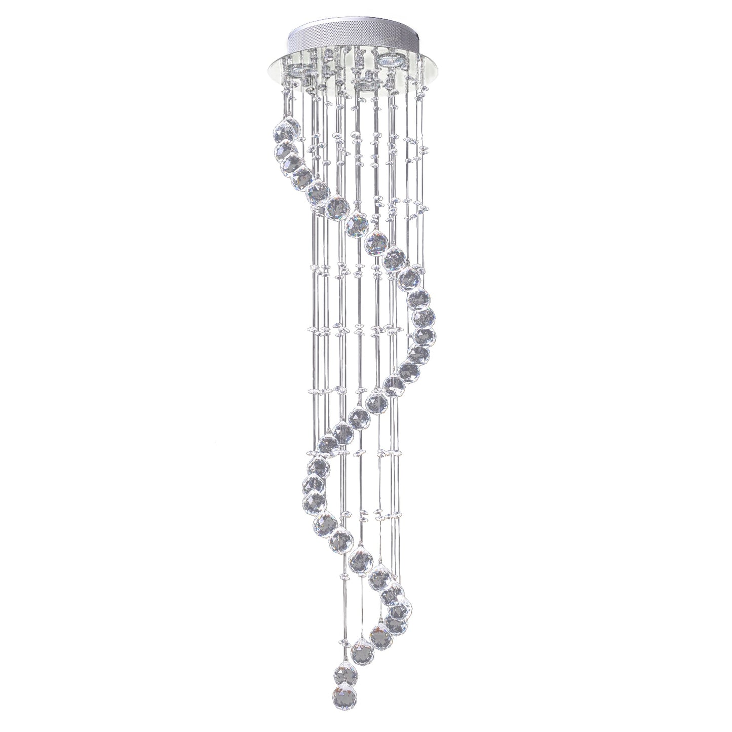 HOMCOM Modern Crystal Chandelier Ceiling Light Pendant Lamp Chrome Finish Glass Droplets New, √ê¬§30 x 120cm