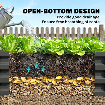 Outsunny Set of Two 110 x 50cm Steel Planter Boxes - Dark Grey