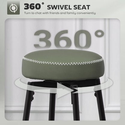 HOMCOM Set of Two Faux Leather Bar Stools - Green/Black