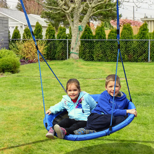 HOMCOM Huśtawka dziecięca Nest Seat Saucer Tree Huśtawka 40 cali/100 cm do użytku na zewnątrz i wewnątrz, niebieska