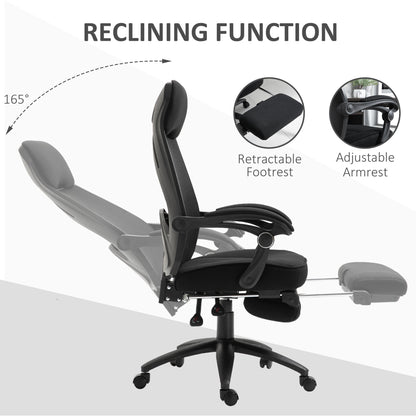 Vinsetto Office Chair with Footrest,High Back Swivel Desk Chair with Adjustable Height and Headrest for Home Office, Black