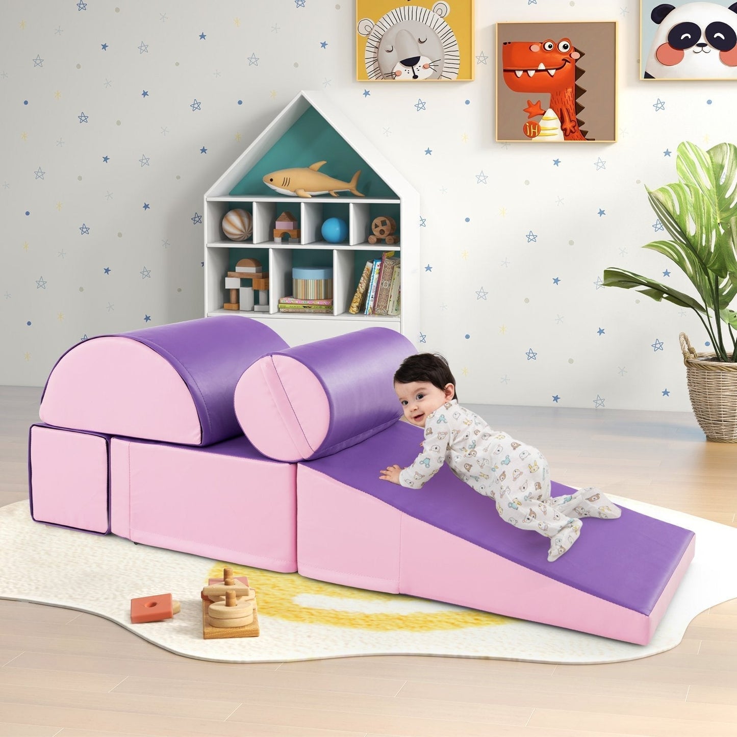 5-Piece Soft Waterproof Kids Climb &amp;amp;amp;amp;amp;amp; Crawl Activity Playset-Purple