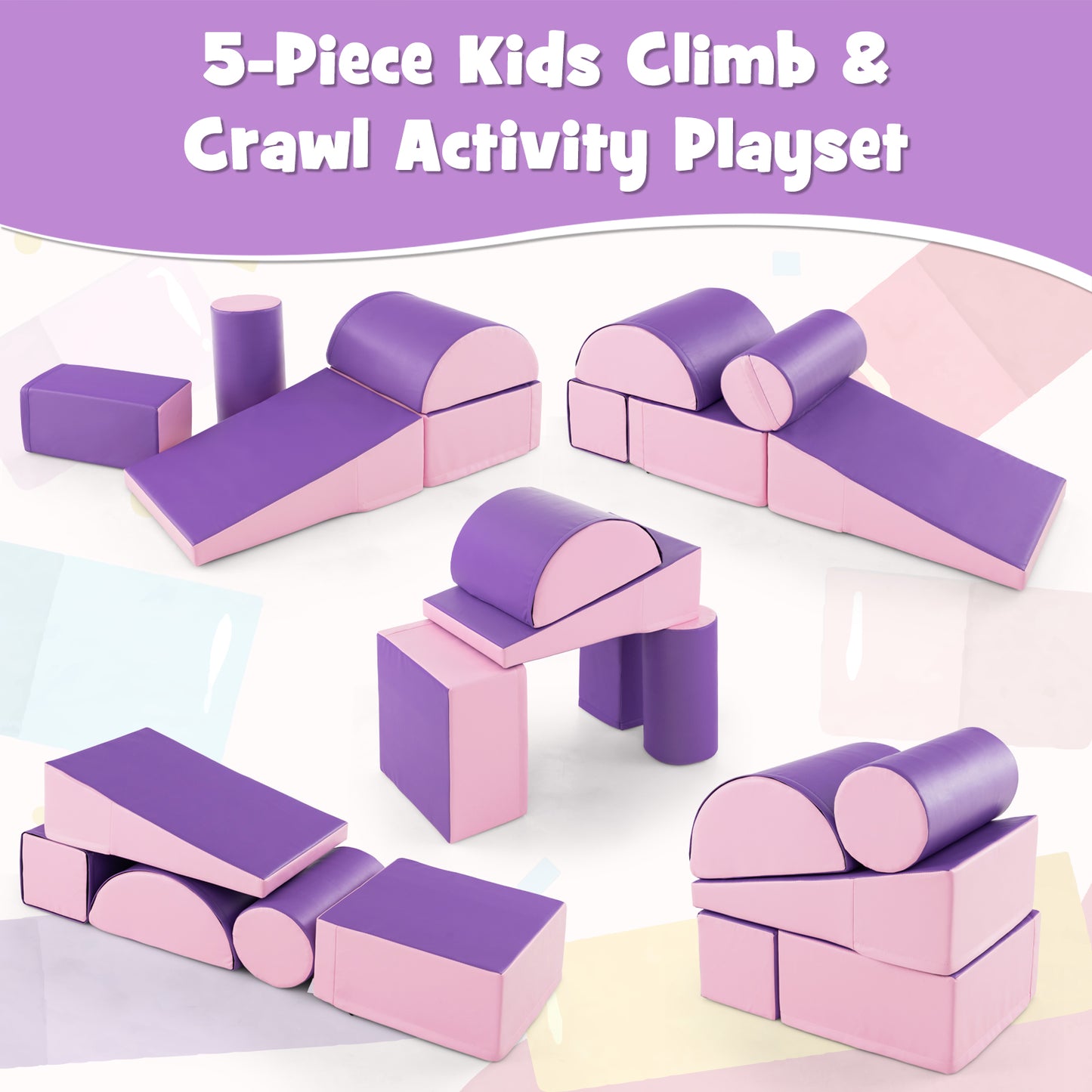5-Piece Soft Waterproof Kids Climb &amp;amp;amp;amp;amp;amp;amp;amp; Crawl Activity Playset-Purple