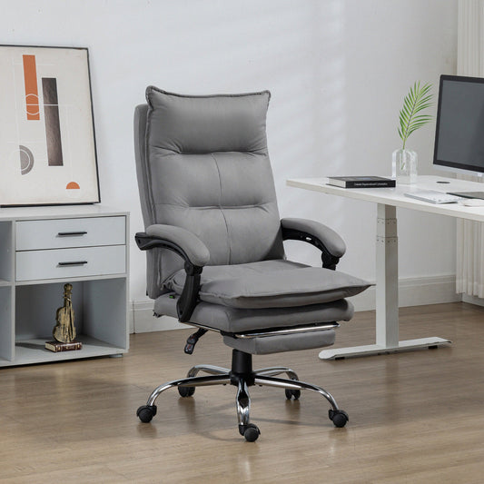 Vinsetto Massage Office Chair with Footrest, Desk Chair with 6 Point Massage and Heat, 155  Reclining Back for Home, Thick Padding, Grey