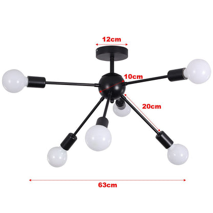 وحدة إضاءة سقفية فاخرة مكونة من 6 مصابيح مع تفاصيل من الحديد