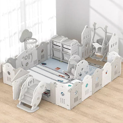 Folding Baby Play Pen Basketball Hoop and Mat Kids Activity Center