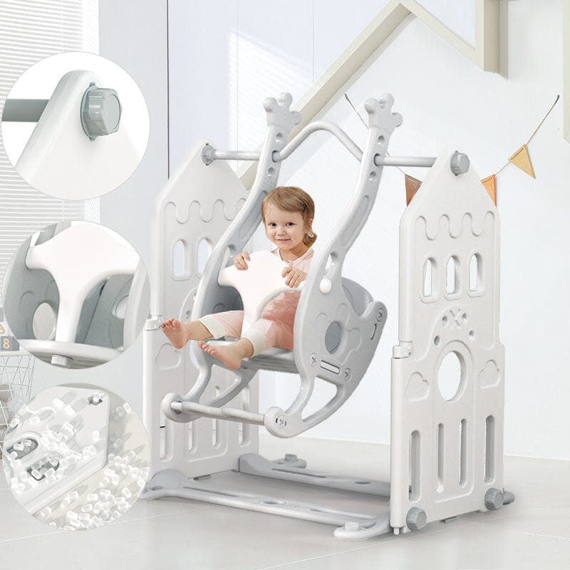 110cm H Grey Floor Standing Toddler Swing for Kids