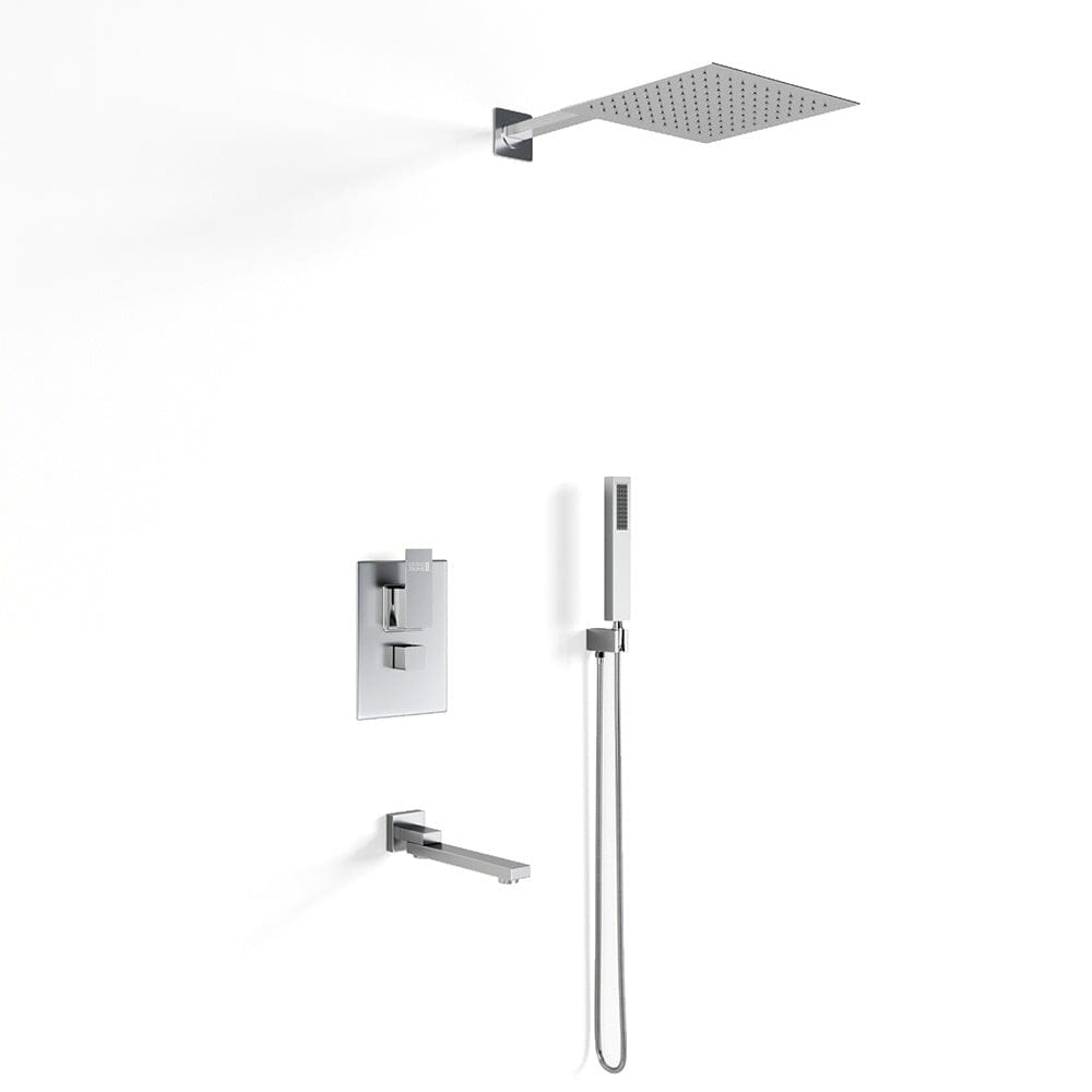 Sliver/Black Chrome Plated Square Concealed Showerhead and Handshower Mixer Set