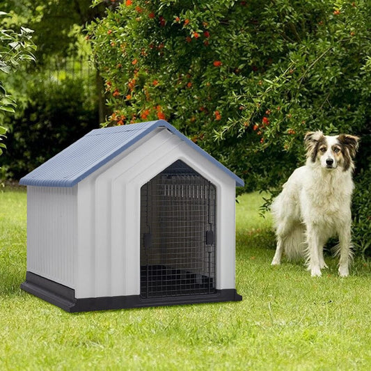 Small Blue Plastic Pet House with Iron Door