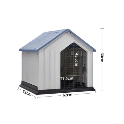 Small Blue Plastic Pet House with Iron Door