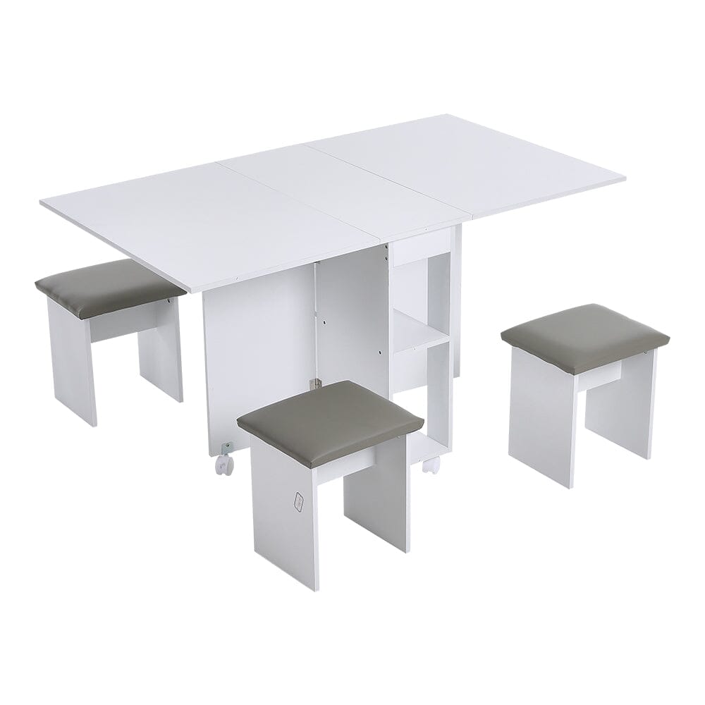 Versatile Expandable Dining Table Set include 360-Degree Rotating Chair and Drop-Leaf Table