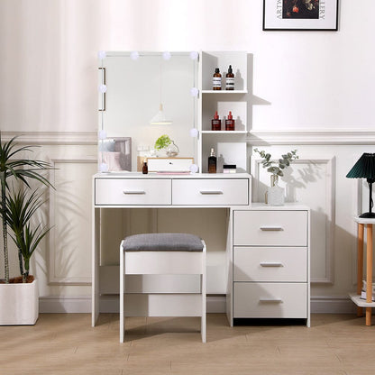 Hollywood Dressing Table Set with Large Lighted Mirror