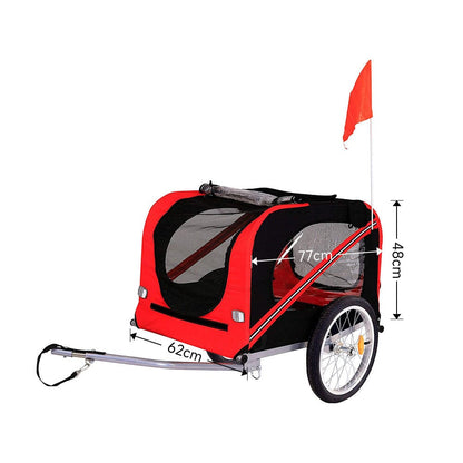 Red Waterproof Pet Trailer with Adjustable Handle and Reflective Safety Panels
