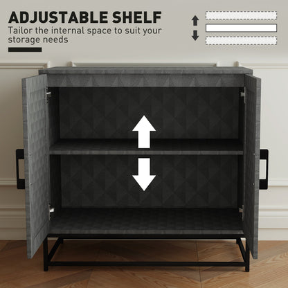HOMCOM Modern Sideboard, Freestanding Sideboard Storage Cabinet with Adjustable Shelf and 2 Doors for Living Room, Grey
