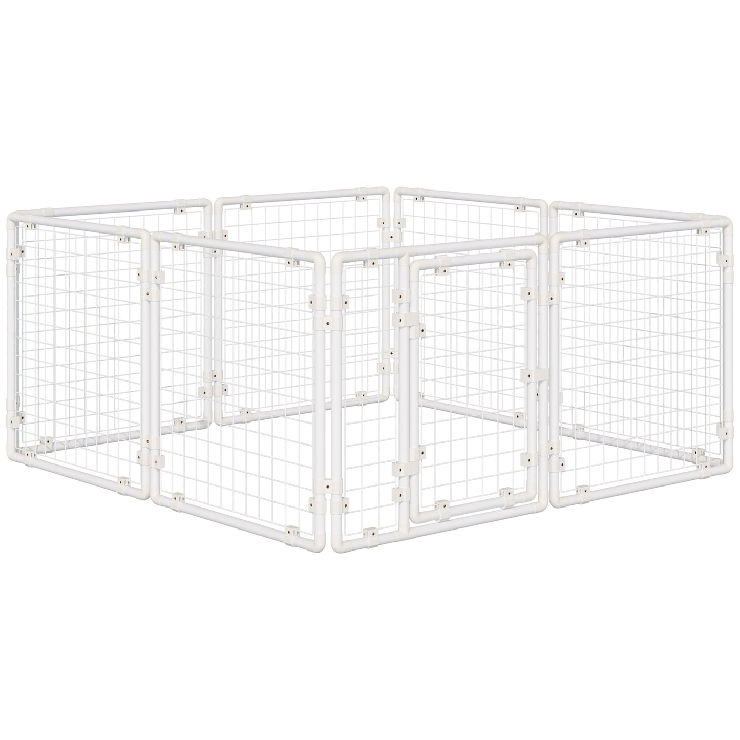 PawHut DIY Rabbit Hutch, 9PCs Guinea Pig Hutch, Large Bunny Cage with Door, Ladder, Divider for Small Animals