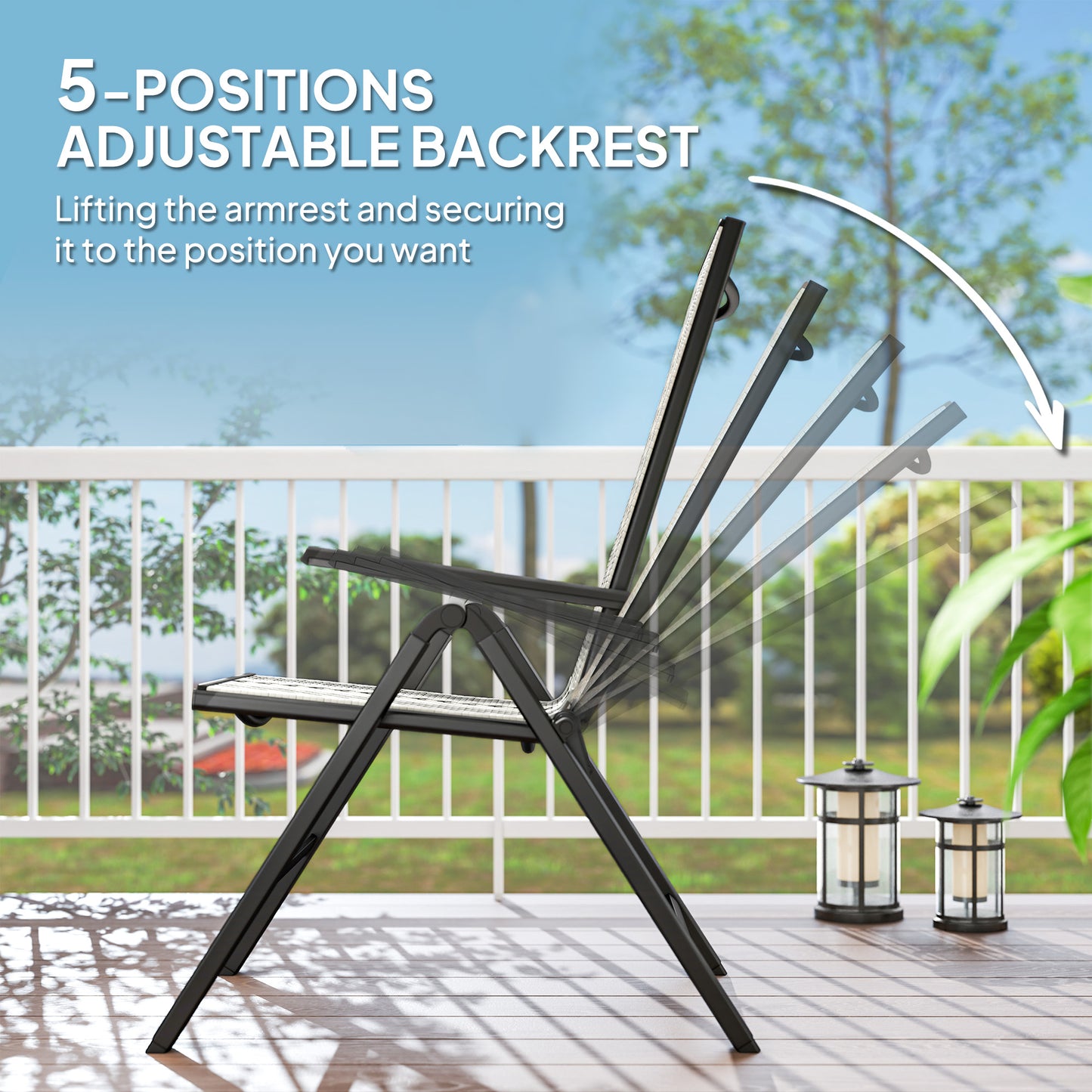 Outsunny Set of Two Rattan Reclining Garden Chairs - Grey