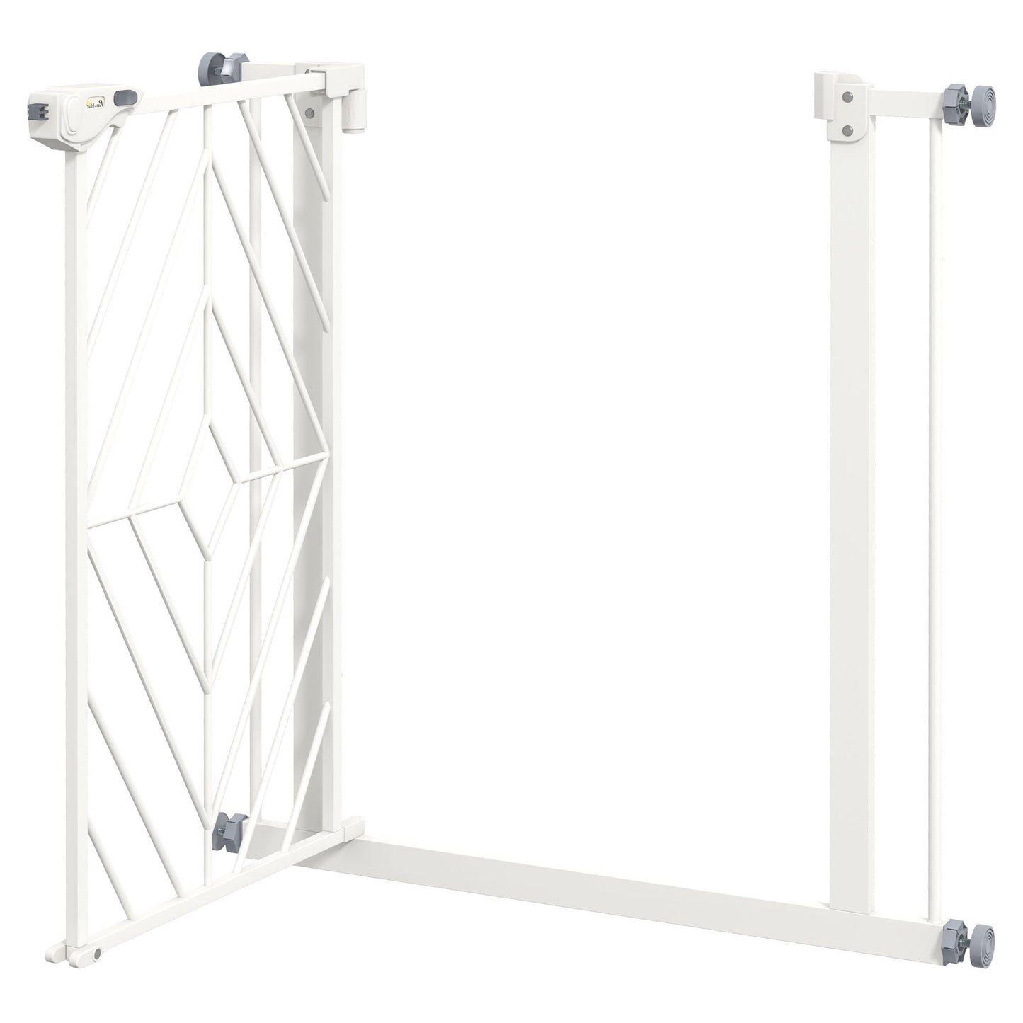 PawHut Pressure Fit Stair Gate, Dog Gate, with Auto Closing Door, Double Locking, Easy Installation, Openings 74-80cm - White