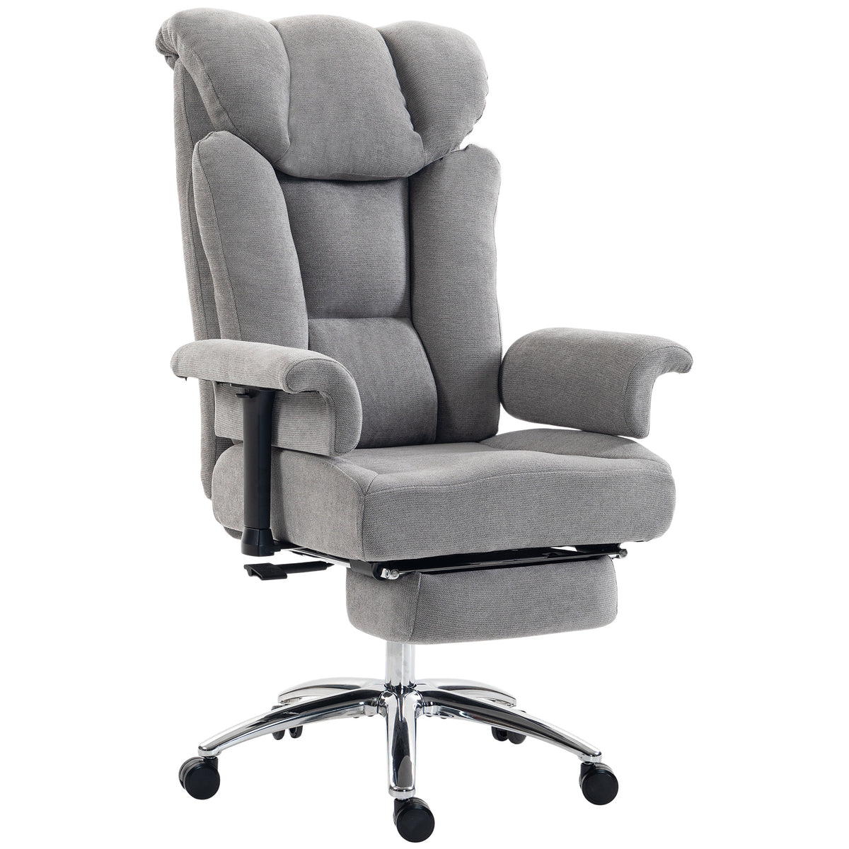 HOMCOM 250 kg Big and Tall Massage Office Chair with Heat, High Back, Height Adjustable Linen Executive Desk Chair, Grey