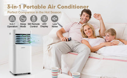 9000 BTU 3-in-1 Portable Air Conditionerwith Fan and Dehumidifier Mode-White