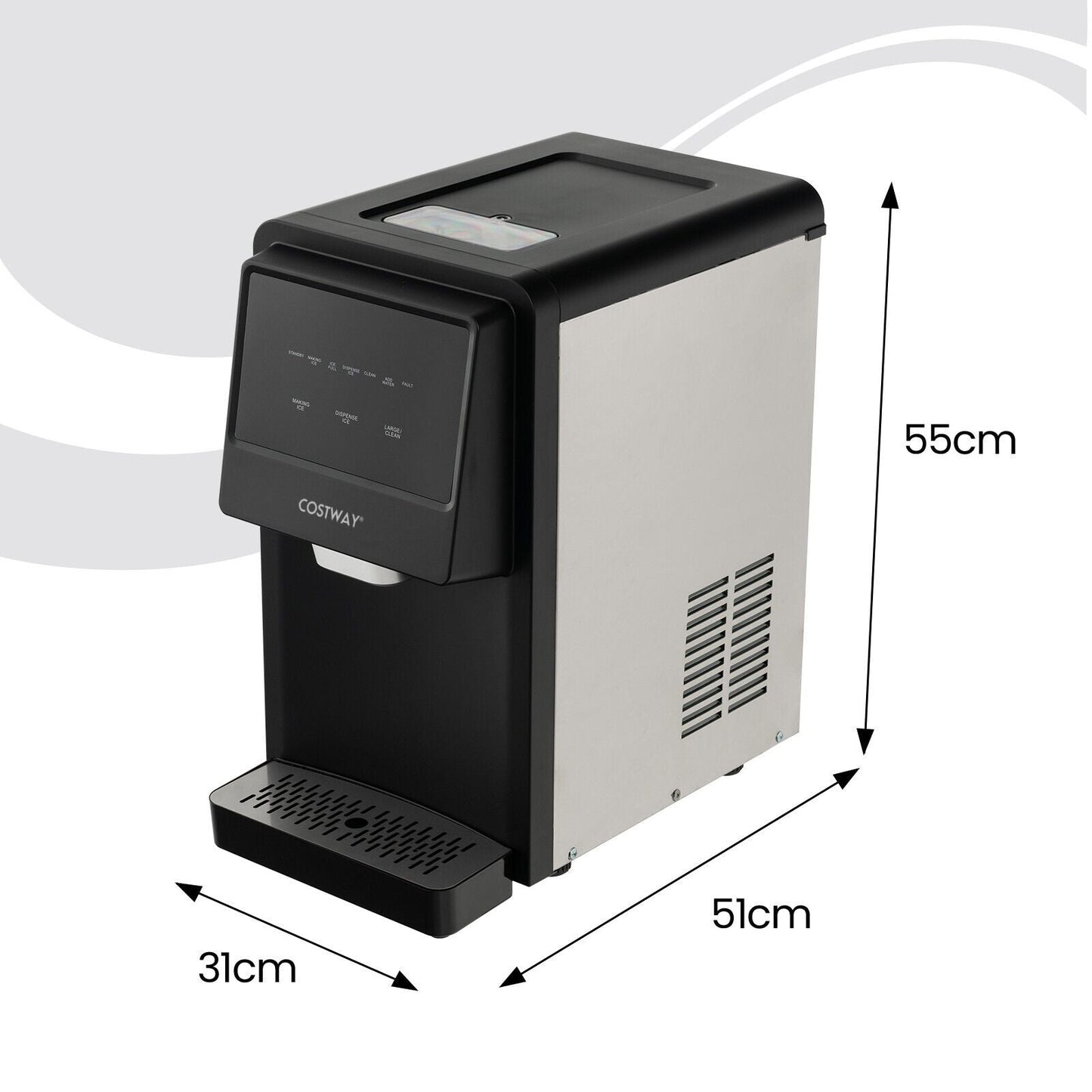 Self Dispensing Countertop Nugget Ice Maker with LED Blue Light-Silver