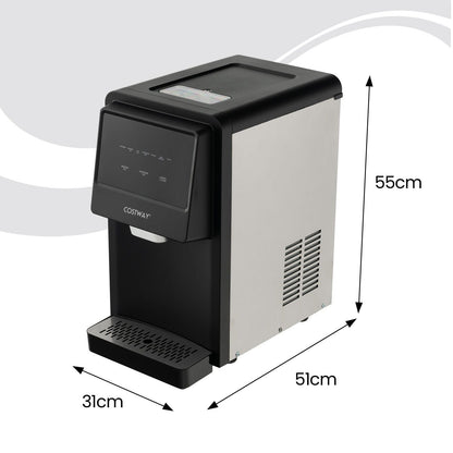 Self Dispensing Countertop Nugget Ice Maker with LED Blue Light-Silver