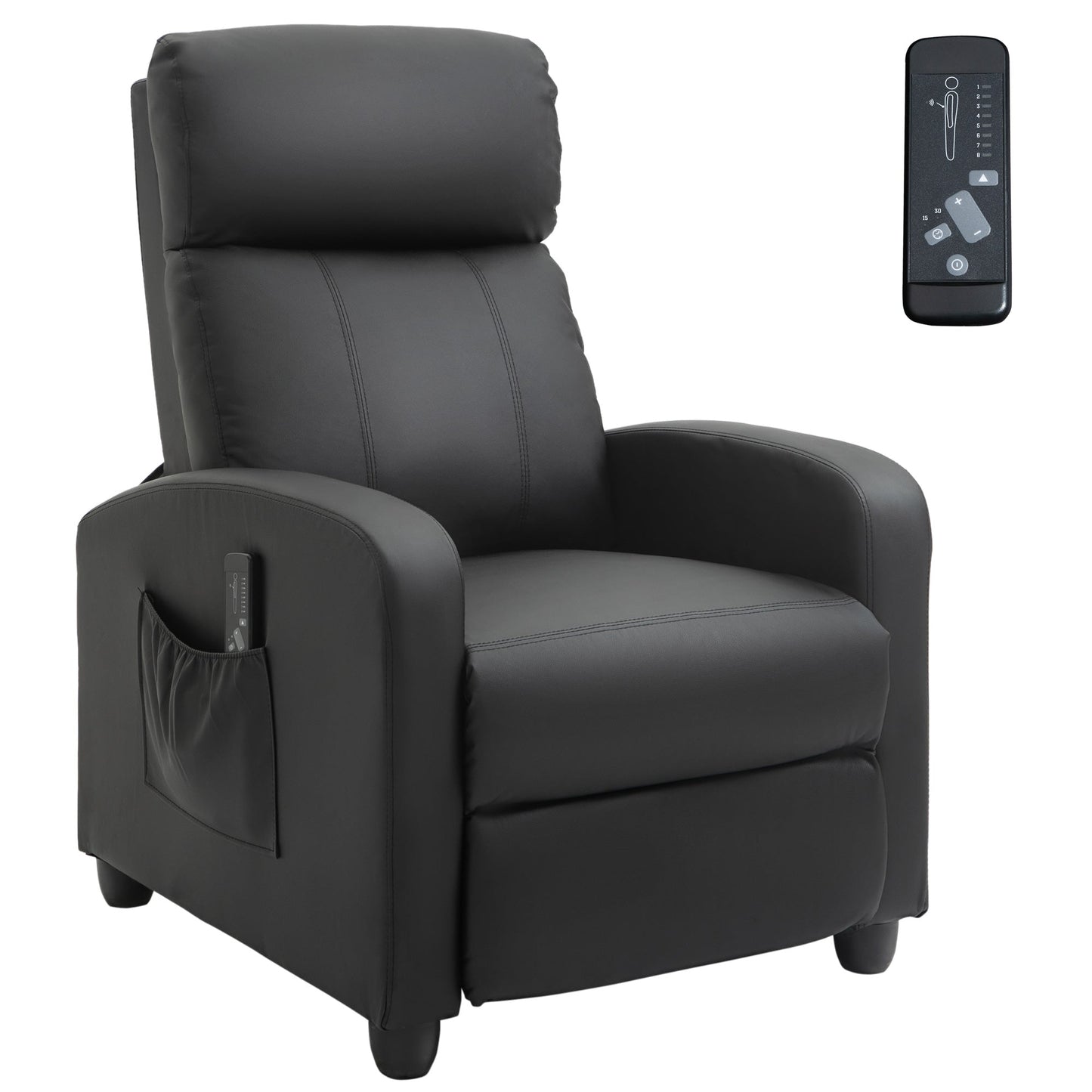 Recliner Sofa Chair PU Leather Massage Armchair w/ Footrest and Remote Control For Living Room, Bedroom, Home Theater