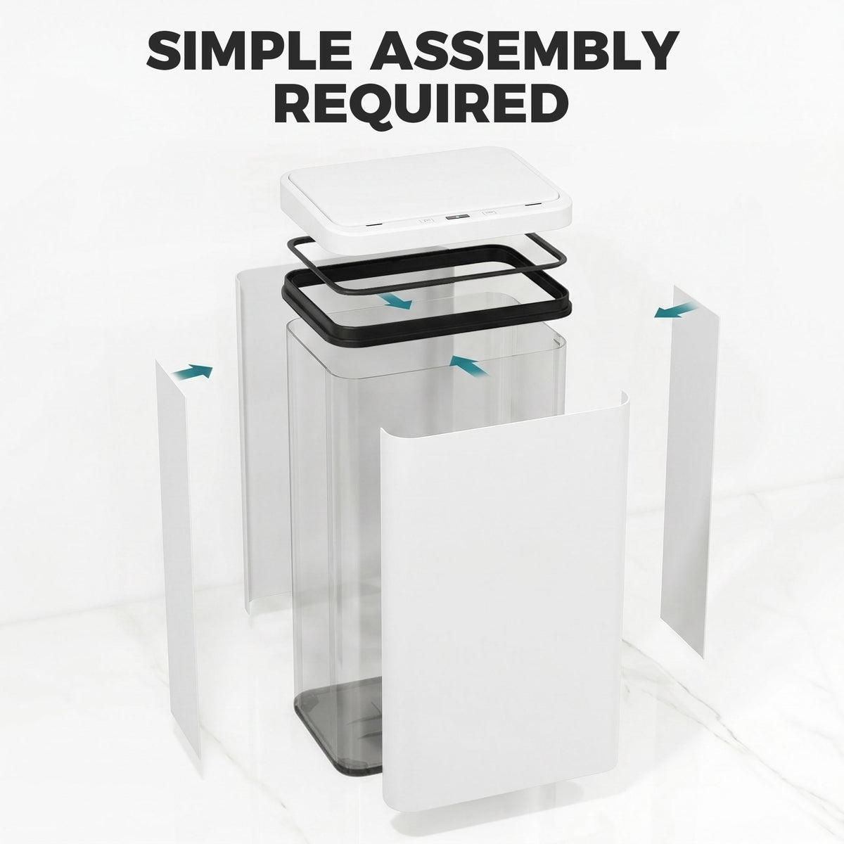 HOMCOM 50L Sensor Bin with Soft-Close Lid, Stainless Steel Automatic Touchless Motion Sensor Kitchen Bin, White