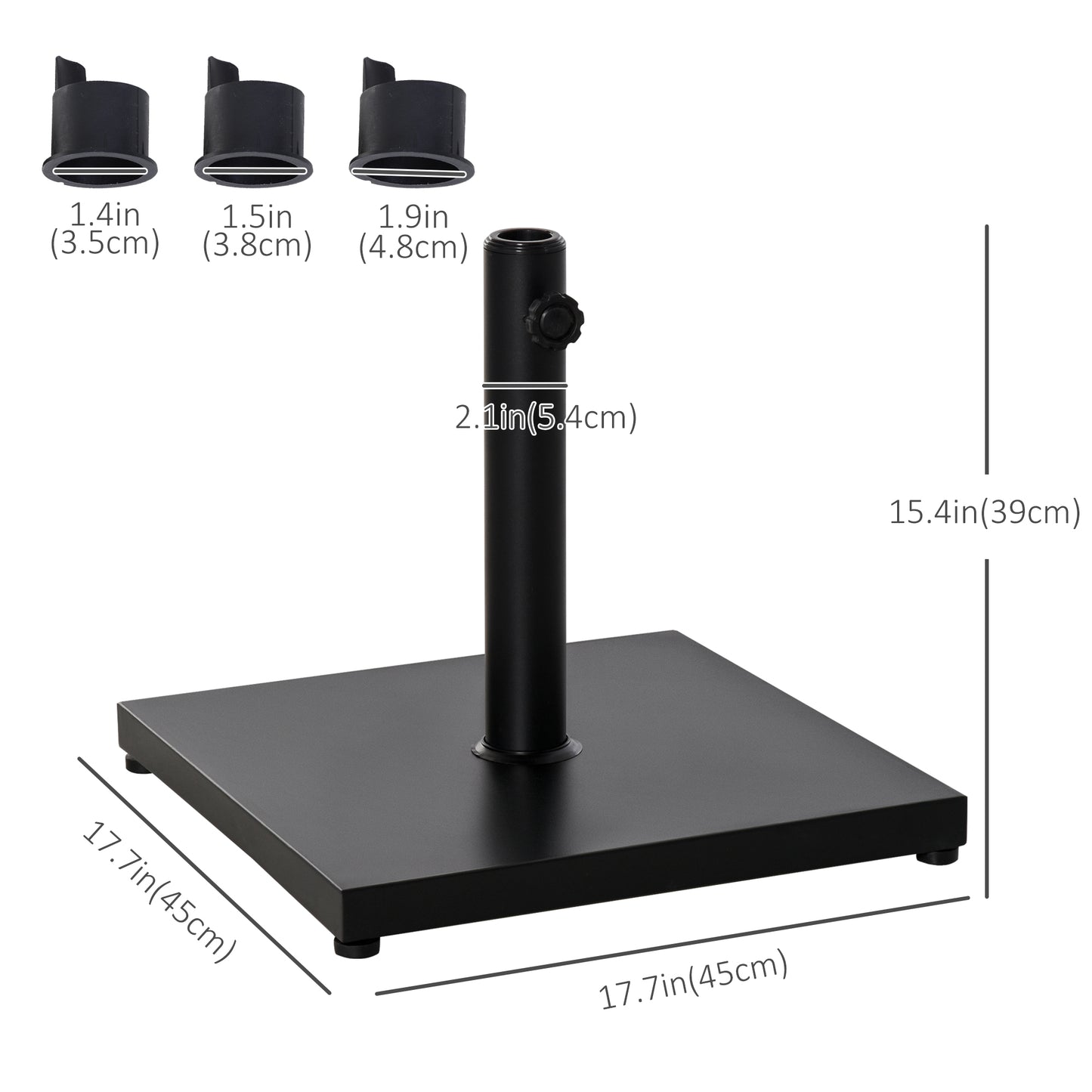 Outsunny â35/38/48MM 18KG Steel Square Parasol Stand Base w/ Adjustable Knob Umbrella Stand Garden Patio Outdoor Home, Black