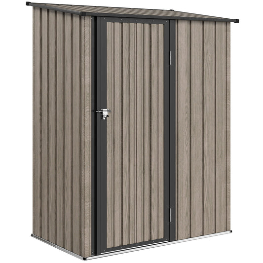 Outsunny 5x3 Garden Shed with Sloped Roof, Lockable Door for Tools and Equipment Storage, Light Grey