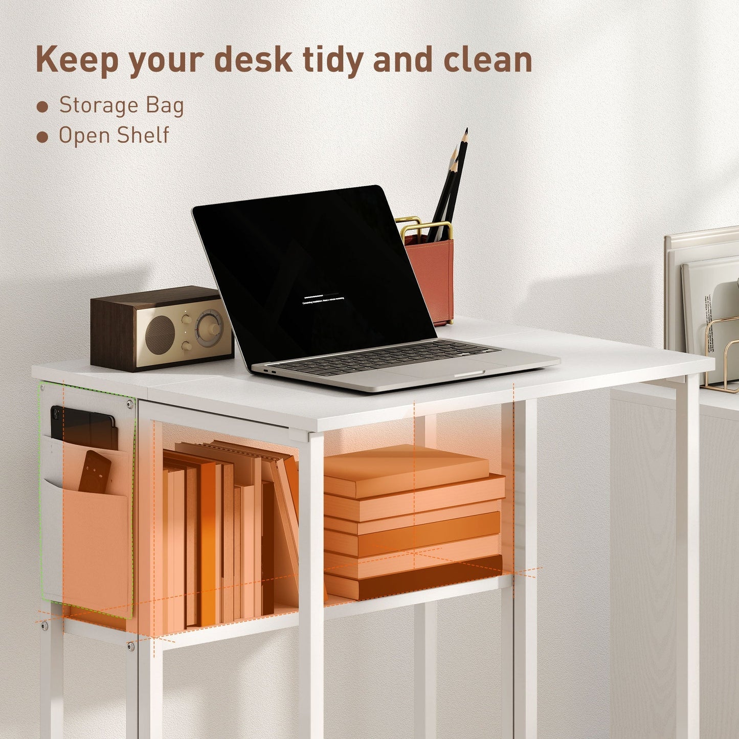 HOMCOM 63 cm Drop Leaf Writing Work Desk - White