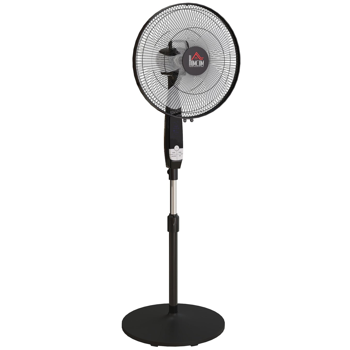 HOMCOM 16" Pedestal Standing Floor Fan, Oscillation Cooling Fan with Remote Control, Black
