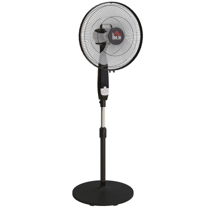 HOMCOM 16" Pedestal Standing Floor Fan, Oscillation Cooling Fan with Remote Control, Black